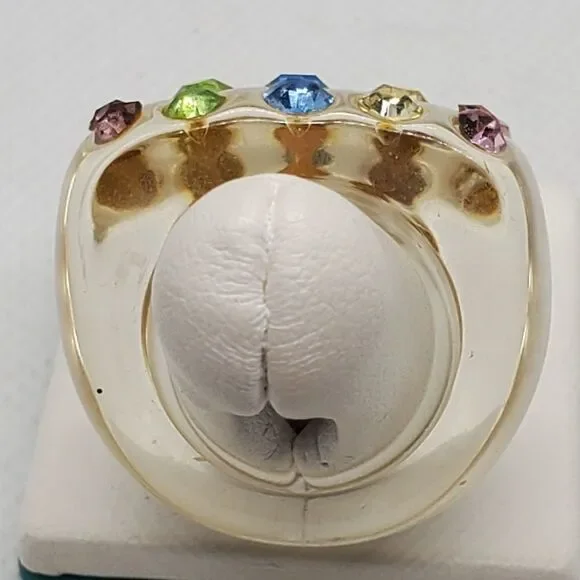 Clear Plastic Rhinestones Striped Ring - Picture 6 of 6